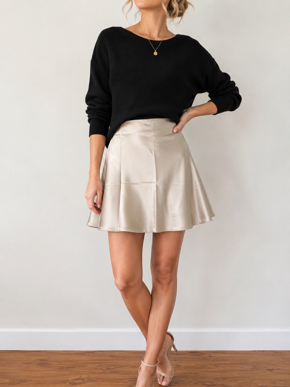 NWT Quince 100% Silk Mini Skirt Champagne Size S